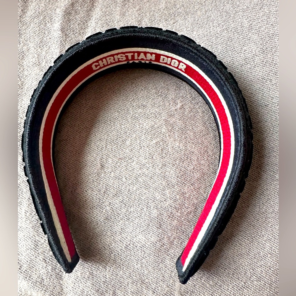 Authentic Dior Cannage Headband in Navy Velvet